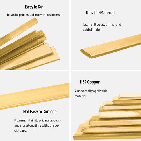 1/12" x 1" x 10" Brass Flat Bar, 12 Gauge Metal Sheet Stock for Crafts, Models, Repairs (2 * 25 * 250mm)