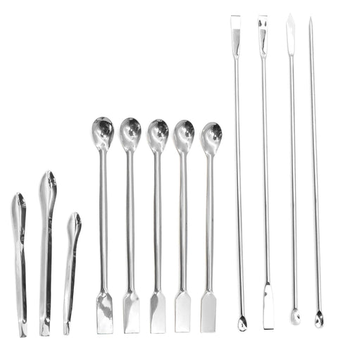 Laboratory Spoon Spatula Set - Long Handled Mixing & Measuring Equipment for Labs, Sampling, Sculpting, Stirring