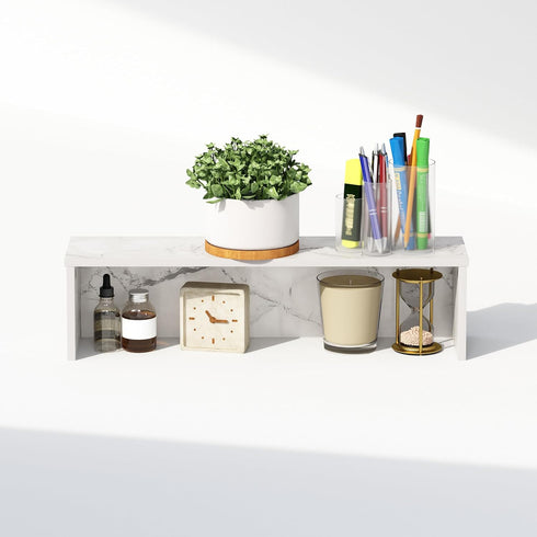 Furinno Classic 23-Inch Desk Organizer - Marble White Shelf Organizer Storage & Display Stand