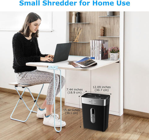 BONSEN 8-Sheet Crosscut Shredder for Home Office, Small Paper Shredder with 4 Gallons Wastebasket