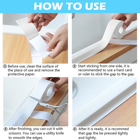 Caulk Strip - 1.5" x 10.5Ft Self Adhesive PVC Waterproof Sealing Tape for Bathroom Kitchen Toilet
