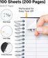 Dunwell 1-Subject Spiral Notebook, Black Plastic Cover, 100 Sheets (200 Pages) Wide Rule, 8x10.5 Paper