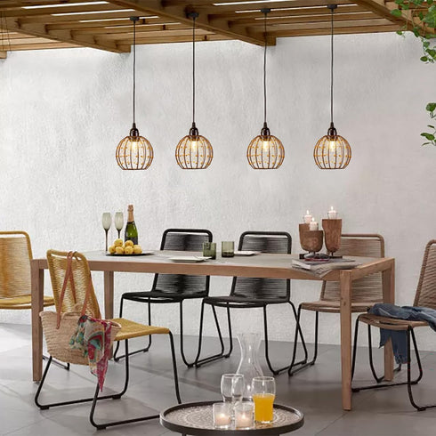 TWINKVILLA Bulb Ball-G50-2PK) Hanging Pendant Lights, Battery Operated Outdoor Chandelier with Warm White LED for Patio