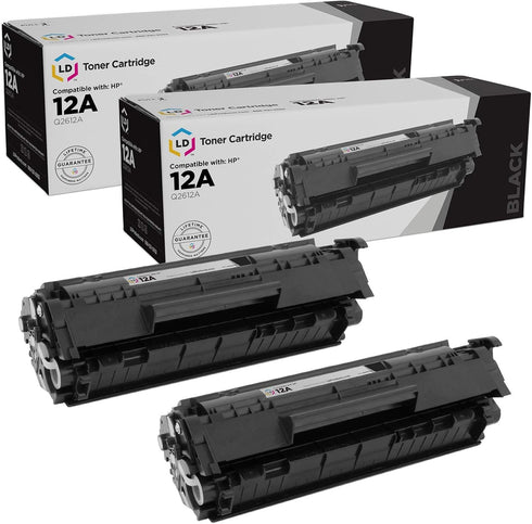 LD Compatible Toner Cartridge Replacements for HP 12A, Black, 2-Pack