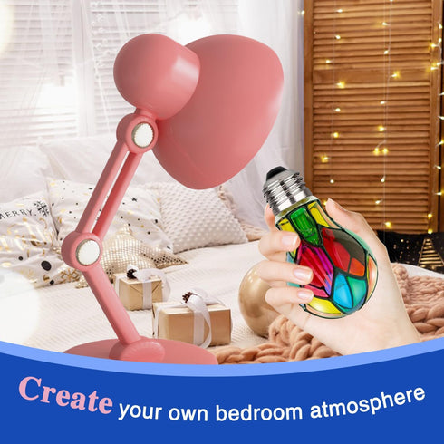 LED Stained Glass Light Bulb, A19 4W, E26 Base, Painted Night Light, Mosaic Party Light Bulb