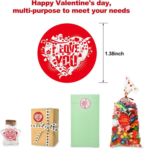 Outus 500 Pcs Valentine Stickers - Valentine's Day Decoration Rolls for Party Gift Exchange Sealing