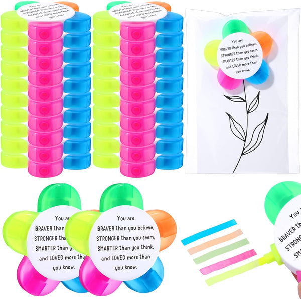 AmazingSpark 24 Sets Petals Flower Highlighters Gifts 5 in 1 Fluorescent Pens with