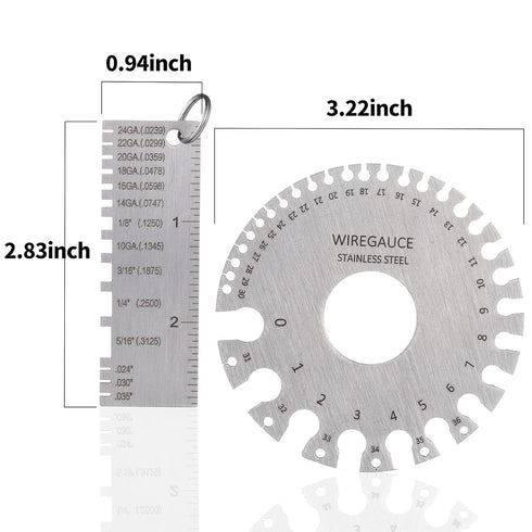 Metal Sheet Thickness Gauge & Dual-Sided Round Metal Sheet Gauge, Stainless Steel Wire Thickness Measurement Tool