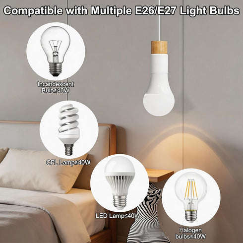 E26/E27 Bulbs, Motion Sensor Light Socket, Auto On/Off Smart Light Socket Adapter for Screw-in Motion-Activated Lamp