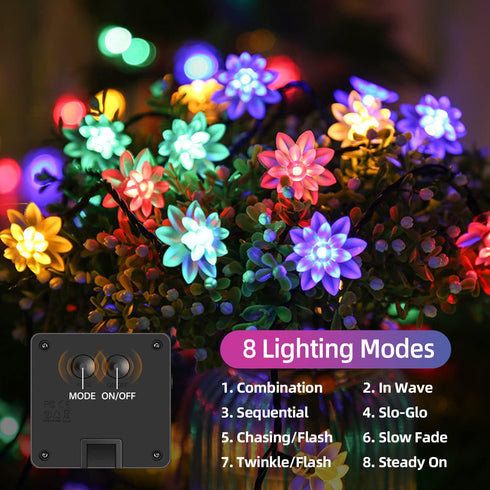 50 ITICdecor Solar Flower String Lights Outdoor Waterproof LED Solar String Lights for Outside Decorative for Garden