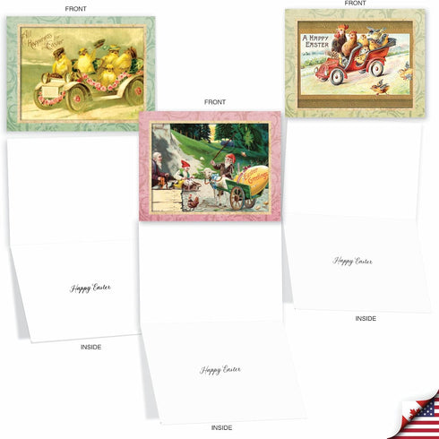 The Best Card Company 20 Vintage Easter Cards with Envelopes - 4 x 5.12 Inch Retro Boxed Note Cards (10 Designs, 2 Each)