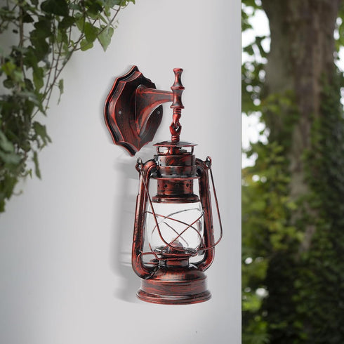 Liffshsy Retro Antique Vintage Rustic Wall Sconce, Lighting Lantern Mounted Light with Glass Indoor Light Fixture