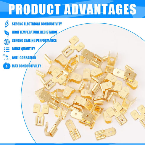 36 Pieces Electrical Spade Connectors, 12 Pcs Piggyback, 1/4" 2 Male and 1 Female Tabs