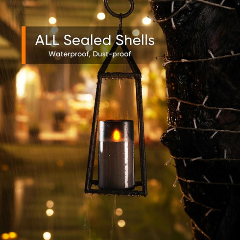 Set 3, Homemory Flameless Candles of Grey Acrylic LED Candles Upgraded Realistic Battery Operated Flames with Remote