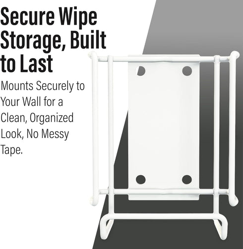 6.5 Inches, WIPESPLUS Wall Bracket Wipes Canister Holder with Screw and Tape Mounting Hardware for Supermarkets