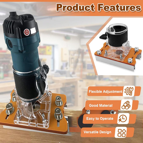 Wshxjzyay Trimmer 2-in-1 trimmer 65mm Trimming Router Base, Furniture Wood Router Base, woodworking slotting auxiliary