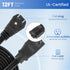 YOJOE Indoor Extension Cord, 3 Prong Grounded 13A Power Cord, 16 Gauge 12 ft Black Flat Plug