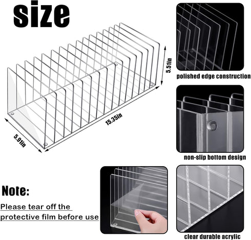 Ctosree Acrylic File Organizer for Desk, Vertical File Holder with 15 Compartments, Desktop Mail Organizer for Home