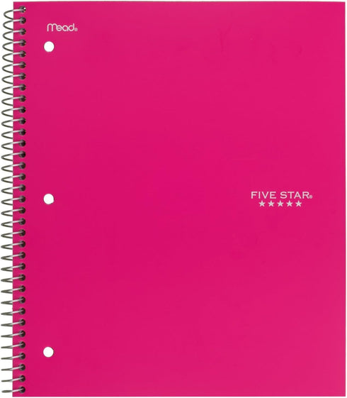 Five Star Spiral Notebooks, 3 Subject, Wide Ruled, 150 Sheets, 10-1/2" x 8", Assorted Colors, 6 Pack (73449)