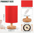 YYZZH Red Table Lamp with Wood Base Fabric Lamp Shade Bedside Nightstand Desk Lamp for Living Room Bedroom Kids Room