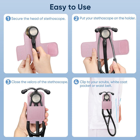 SKYREH 3M Stethoscope Holder Clip, PU Leather Stethoscope Hip Holder Lightweight Portable Holster for Physicians