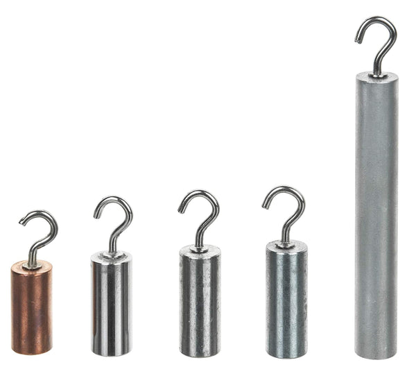 EISCO 5pc Hooked Metal Cylinders Set - Copper, Tin, Aluminum, Zinc, Stainless Steel for Density Investigation