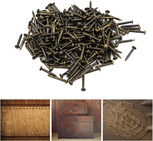 Yasorn Tiny Antique Wooden Nail Decorative Boxes Accessories, Mini Nail Screw, Bronze, Set of 500pcs