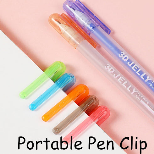 Generic 3D Sets, 2026 3D 3D (6 Jelly Gel Pens New Jelly Glaze Glossy Pens, Colored Gel Pen Suitable for Writing on