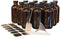Nevlers 12 Pack 8 oz Amber Glass Bottles with Caps, Leakproof Brown Bottles with Funnel and Brush for Easy