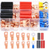 Twidec 110PCS Battery Cable Ends AWG 2-16 Copper Wire Lugs, Ring Terminals Connectors with Heat Shrink N-067