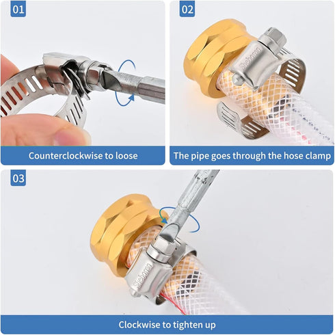 Hose Clamps, 304 Stainless Steel, 10 pcs Pack, SAE 28 Worm Gear Clamps, 1-5/16 Inch-2-1/4 Inch (33-57mm)