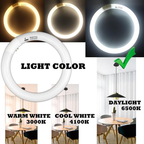 FC9T9 9 inch Bulbs T9 30W, FCL30 30 Bulb 6500K, G10q 4 2 Pack CHKADAWA Circline Light Circular Fluorescent Lamp Round