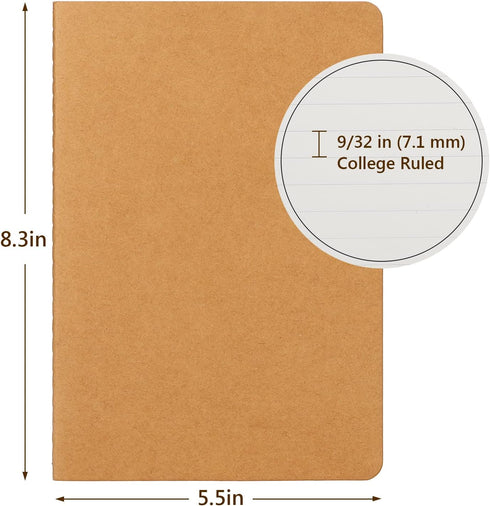 EUSOAR A5 Kraft Notebook, 12 Pack 5.5" x 8.3" 60 Pages Soft Cover Lined Notebooks Journal, Travel Notebook Journal, Drawing Notebook Notepad Sketchbook, Students Office Subject Diary Journal by EUSOAR