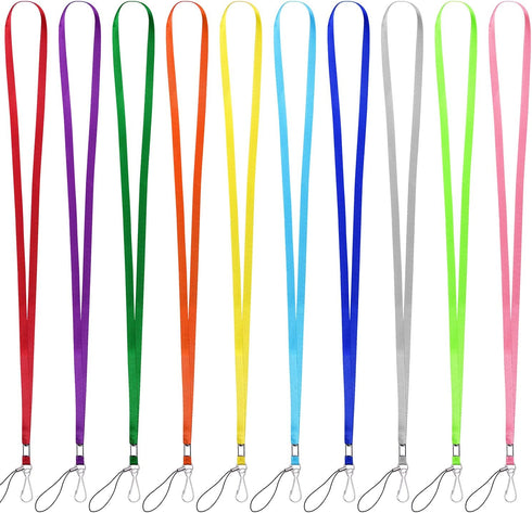 Wisdompro 20 Pack Colorful 17 inch Nylon Neck Strap Lanyard with J Hook Clip & Tone Split Ring