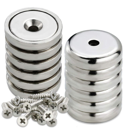 LOVIMAG 60 lbs Neodymium Cup Magnets, Industrial Strength Round Base Rare Earth Magnets, Pack of 12 with Heavy Duty