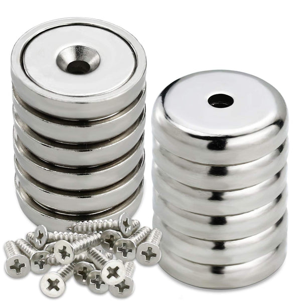 LOVIMAG 60 lbs Neodymium Cup Magnets, Industrial Strength Round Base Rare Earth Magnets, Pack of 12 with Heavy Duty