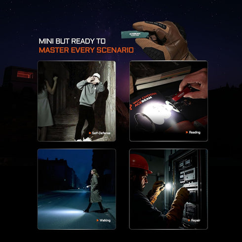 500 6 ACEBEAM Keylite High Lumens Keychain Flashlight Rechargeable, Ultra-Compact Flat Pocket EDC Flashlight with Dual