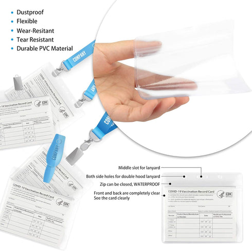 4x3 Inches Card(Holders,50PCS) Horizontal Badge Holder, Clear ID Card Holder with Waterproof Resealable Zip Type