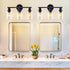 3-Light 18.51" DLLT Bathroom Light Fixtures: Black Modern Vanity Lights with Clear Glass Shade - Bathroom Wall Lamp