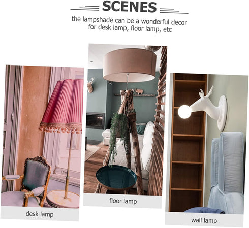 DOITOOL Cloth Lampshade with Tassel Fringe European Style Umbrella Shape for Desk and Table Lamps Elegant Replacement