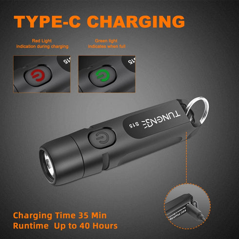 Rechargeable Keychain Flashlights, 650 High Lumens Mini EDC Pocket Flashlights for Camping & Emergency (Black)
