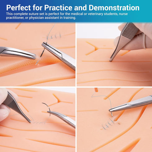 Alcedo Suture Practice Kit for Medical Students | Complete 32 Piece Kit with Durable Suturing Pad and Tools