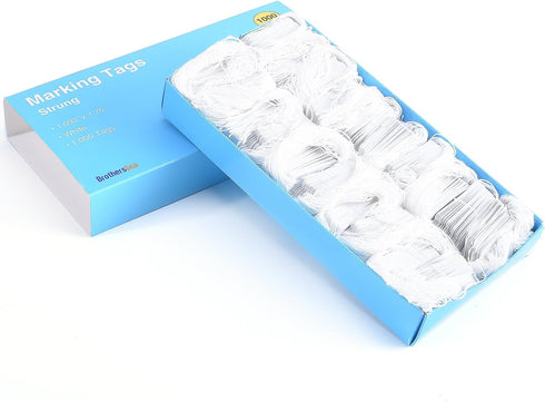 Brothersbox Price Tags with String Attached, 1000pcs White Marking Merchandise Hang Tags, 1.75 x 1.093 inch