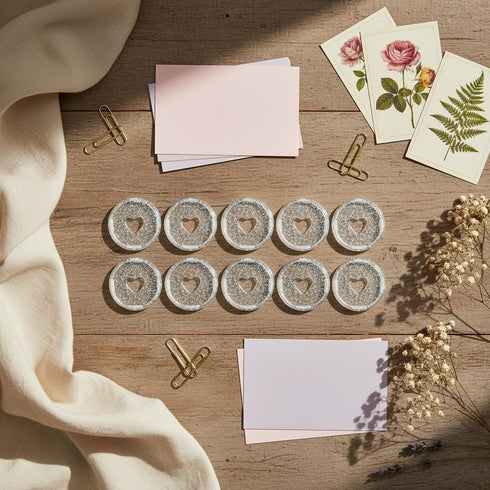 Cauaoa 10 24mm Pcs Heart Binder Rings Loose Leaf Binder Ring,Plastic for Index Cards,Flashcard Discs Binding Discbound