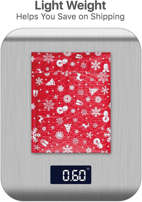 Fosmon #0 Christmas Poly Bubble Mailer 6.5 x 10 inches (5 Pack) - Lightweight Water/Dust/Shock/Tear Resistant Padded