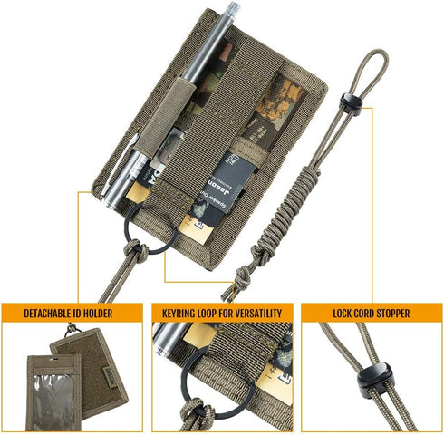EXCELLENT ELITE SPANKER Tactical ID Card Holder - Adjustable Neck Lanyard Key Ring Loop Badge Holder (Ranger Green)