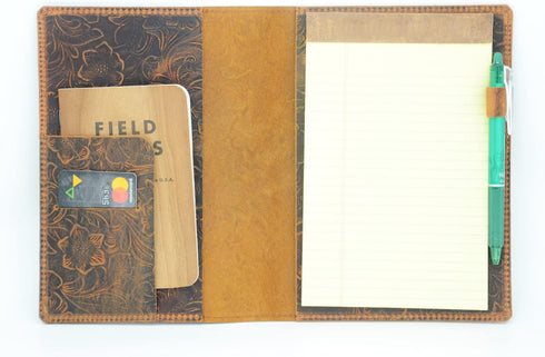 JJNUSA Leather Cover for Legal Pad Writing Steno Pads - 5" x 8", Distressed Genuine A5 Leather Cover