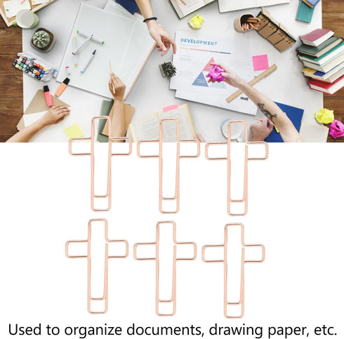 Fdit 100PCS Cross Paper Clips, Rose Gold Metal Paper Clamps for Document Note Sorting Organizing Paperwork Office School and Personal Use by Fdit