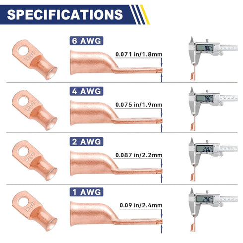 Haisstronica 76PCS Copper Wire Lugs with Heat Shrink Tube Kit, Heavy Duty Battery Connectors