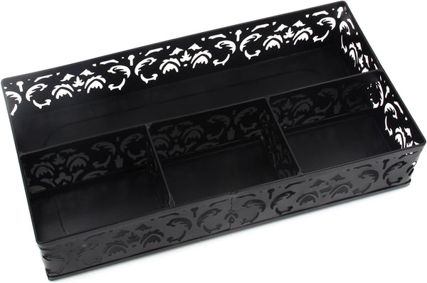 EasyPAG Desk Drawer Organizer with 3 Small Bins and 1 Long Bin, Black